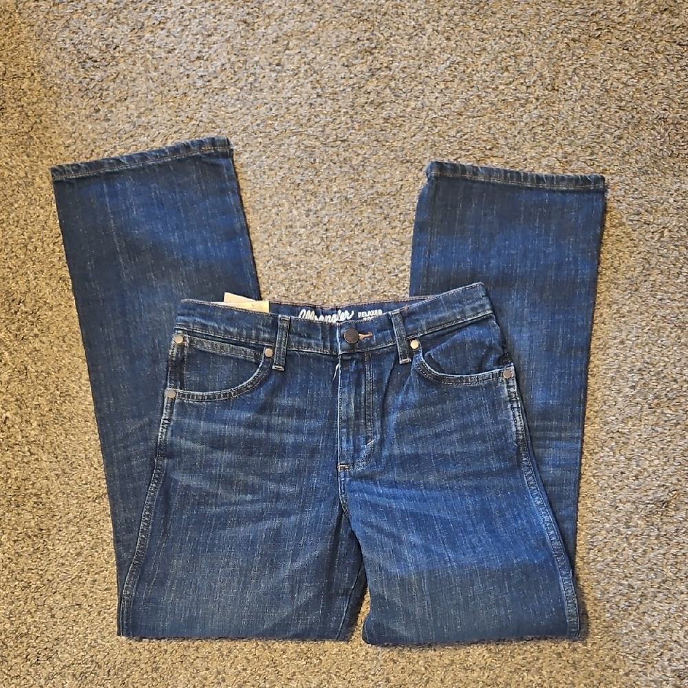 Wrangler Men's Dark Blue Straight Jeans